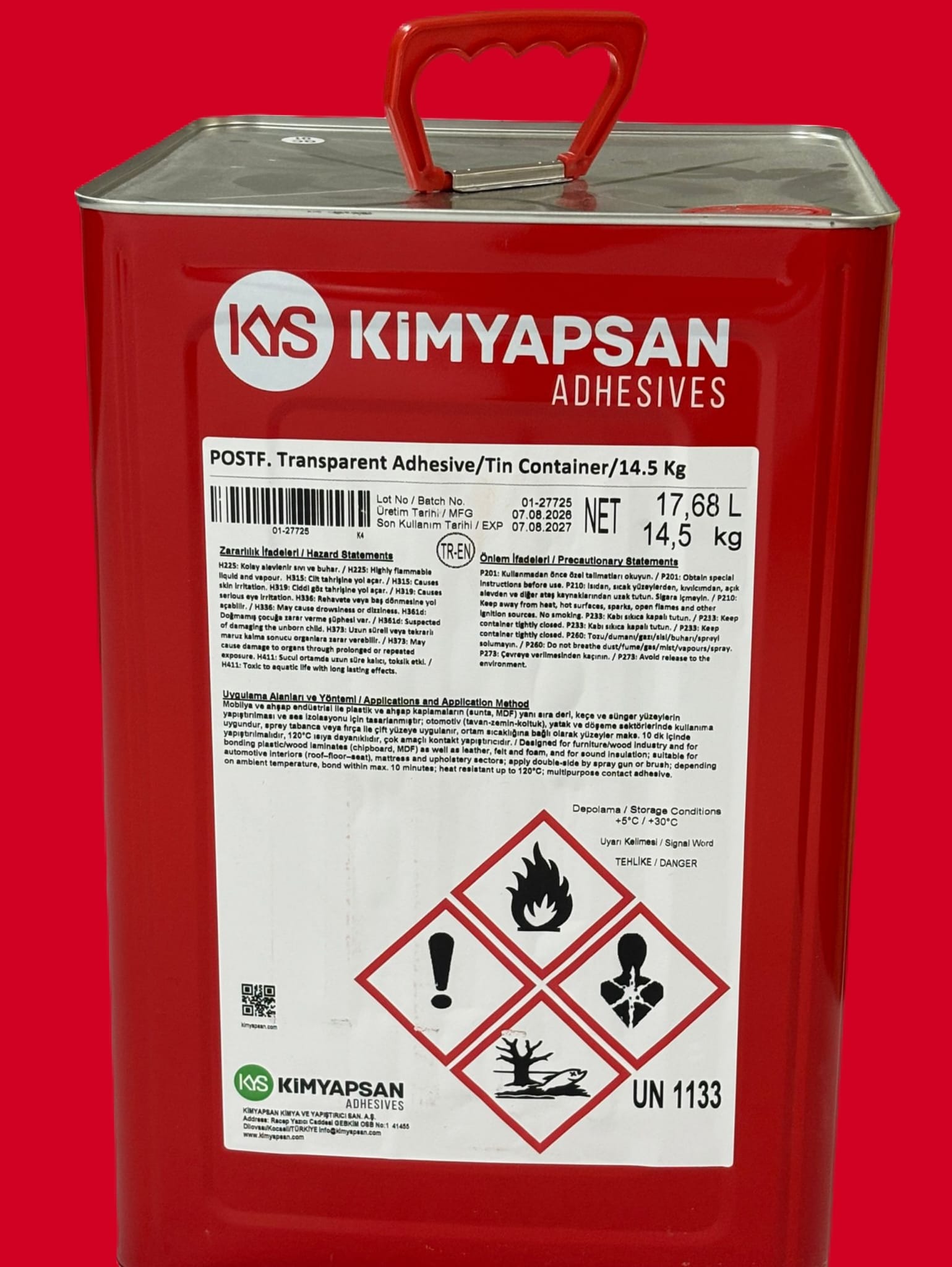 Kimyapsan Yapıştırıcı (Kırmızı) 14.8kg 17.5Lt